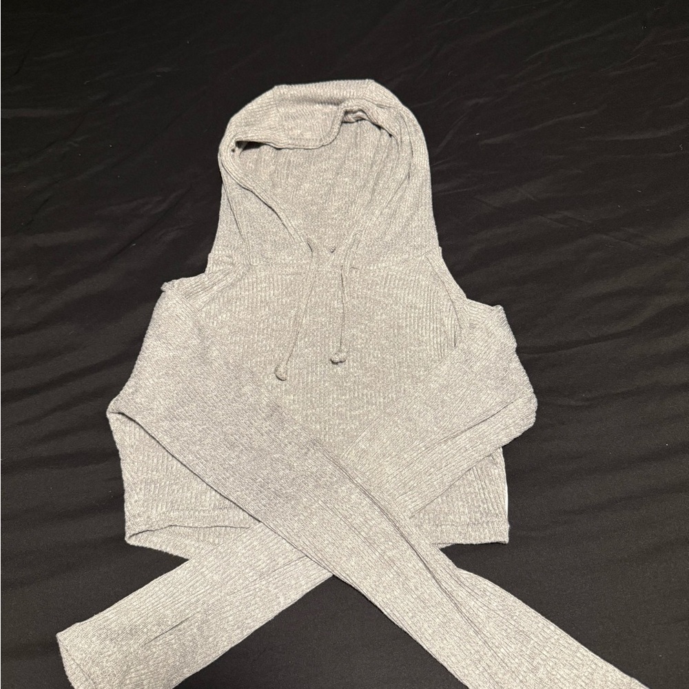 Gymshark Light Gray Knit crop hoodie